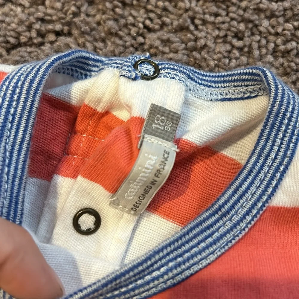 Baby 18m small shop gender neutral striped matching set and romper